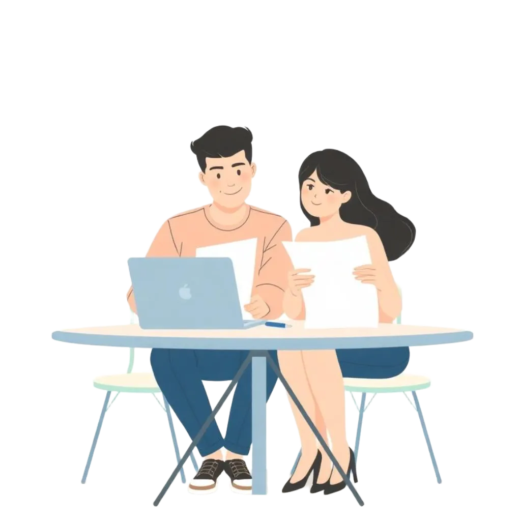 Pareja joven planificando la compra de su departamento